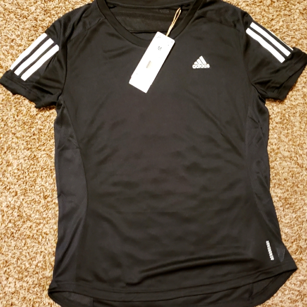 New Adidas Black & White Running Tee Medium